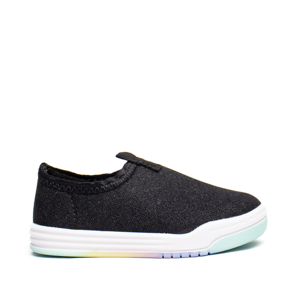 Tênis Infantil Molekinha Baby Tecido Glitter Preto