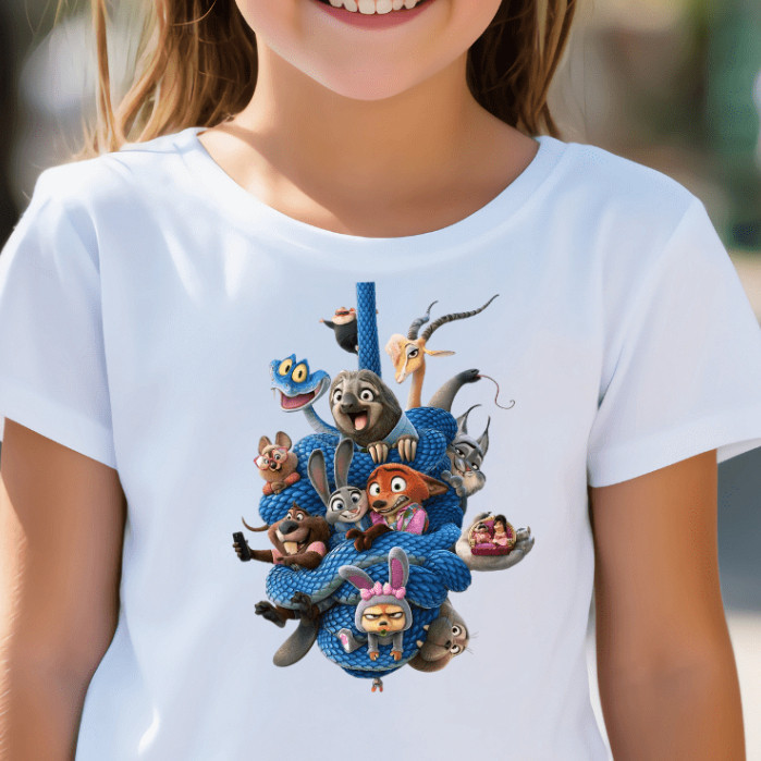 Camiseta Infantil Juvenil Personagem Zootopia 100% Algodão Confortável