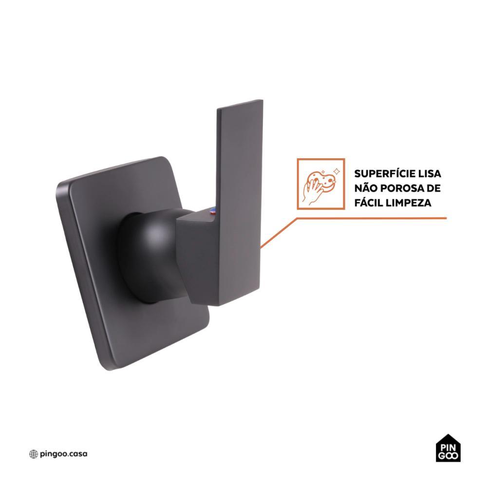 Acabamento de Misturador Monocomando Quadrado para Banheiro Oiapoque Pingoo - Preto — imagem 2 de 2