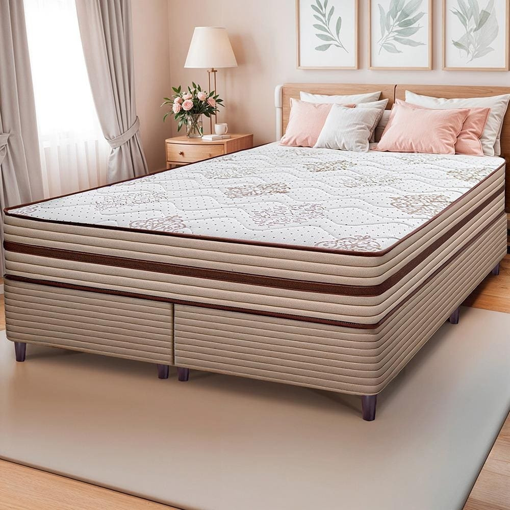 Cama Box Queen Size Bipartida Cama InBox Livity com Molas Ensacadas e Espuma D26