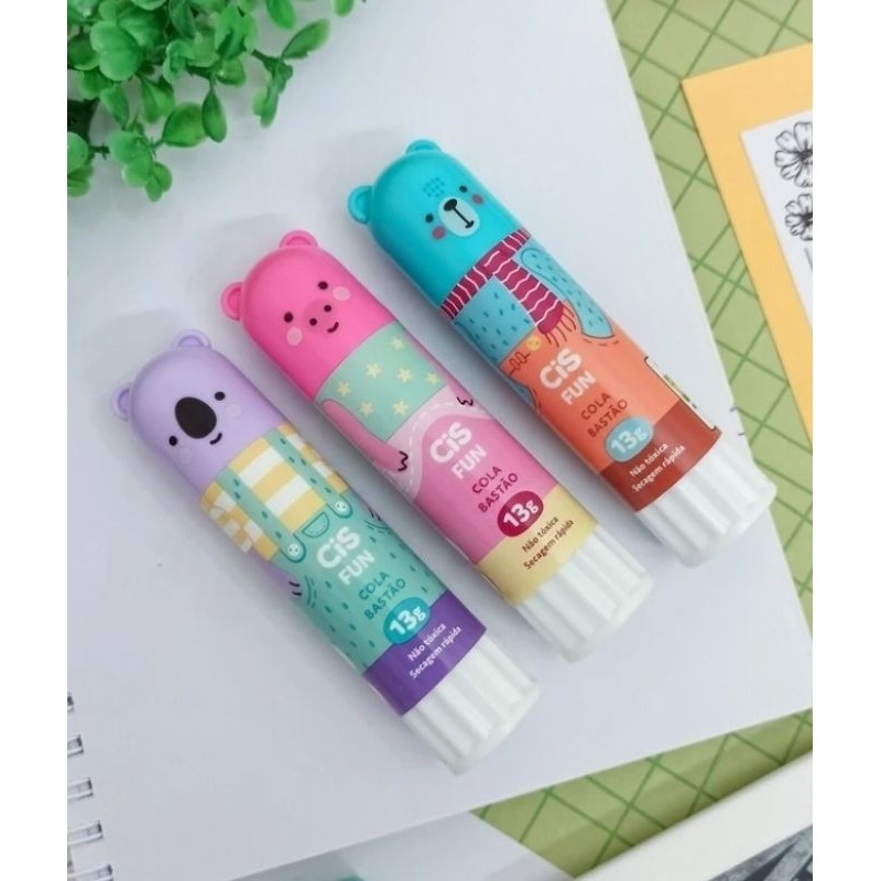 Cola Branca em Bastão 13g Cis Fun - Coala, Porco e Urso - Cis