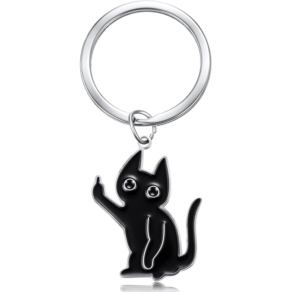 Chaveiro de Gato – Chaveiros Pretos Fofos para Mulheres e Homens, Chaveiro de Gato Engraçado em Aço Inoxidável, Presente