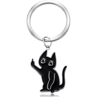 Chaveiro de Gato – Chaveiros Pretos Fofos para Mulheres e Homens, Chaveiro de Gato Engraçado em Aço Inoxidável, Presente