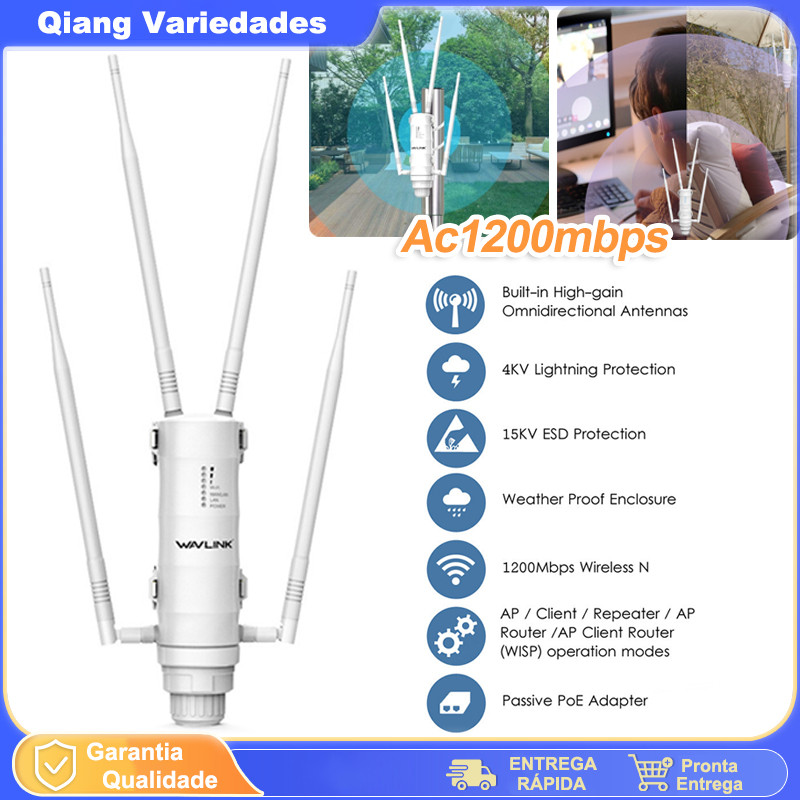Roteador Outdoor Ac1200mbps Alta Potência À Prova Dágua