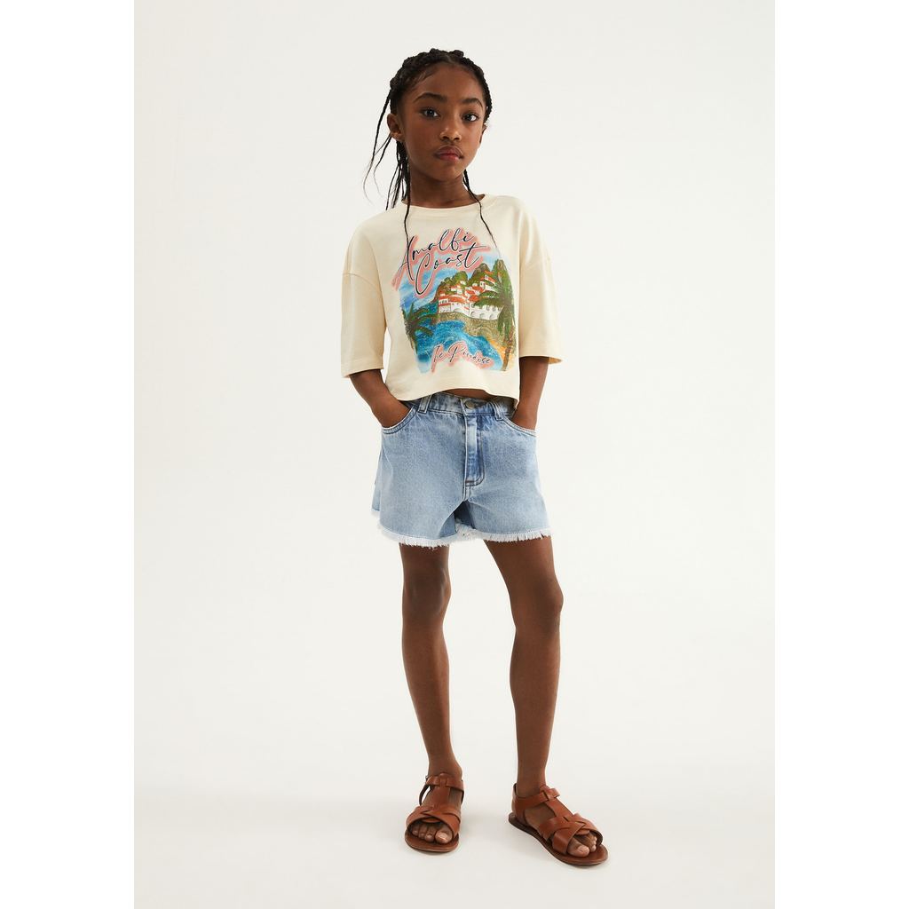 Shorts Jeans Infantil Menina Barra Desfiada