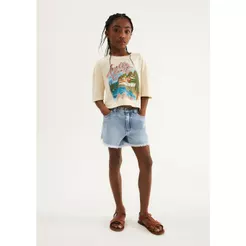 Shorts Jeans Infantil Menina Barra Desfiada