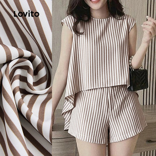 Lovito Casual Conjuntos De Shorts Dia a Dia Lazer Deslocamentos Com Botões Primavera/verão Para Mulheres L164ED255