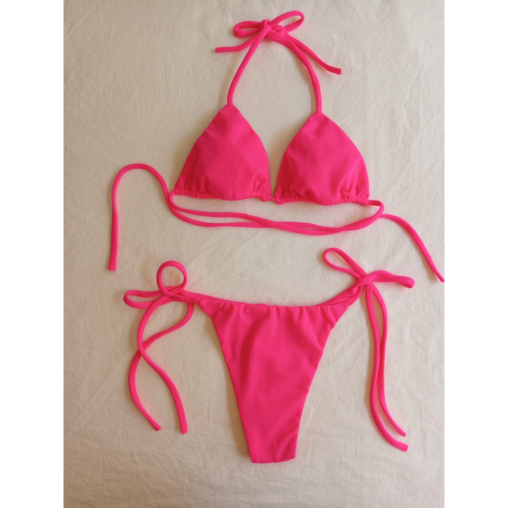 Biquini Feminino Cortininha Calcinha Fio Duplo De Amarrar em Oferta na Shopee