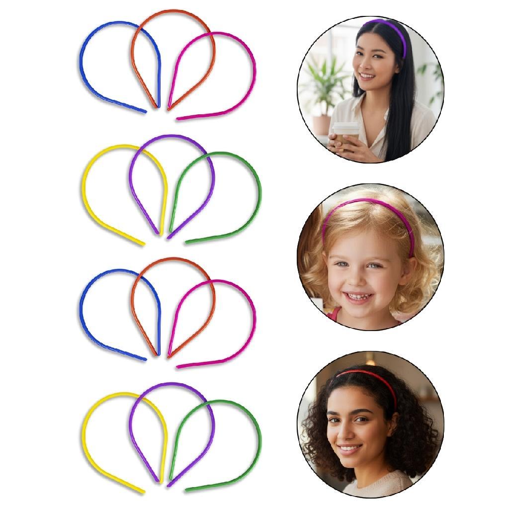 Kit 24 Arquinho Sem Dente Tiara de Cabelo Fina 6mm Colorida Acessório Feminino Infantil Penteados