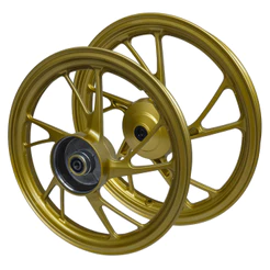 2 roda de liga leve ( par ) Dourada Cg Titan 150 Ks Start 150/160 pé de galinha 5 pontas