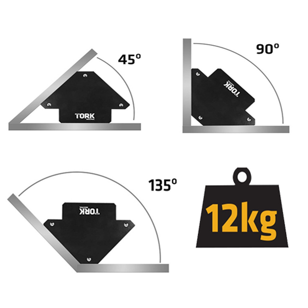 Detalhes do Kit 8 Esquadro Magnético Soldador Capacidade 12Kg Super Tork
