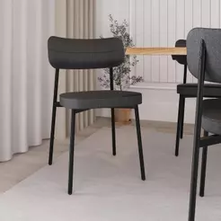 Conjunto 6 Cadeiras de Jantar Tecido Sintético Alloa Est. Preta