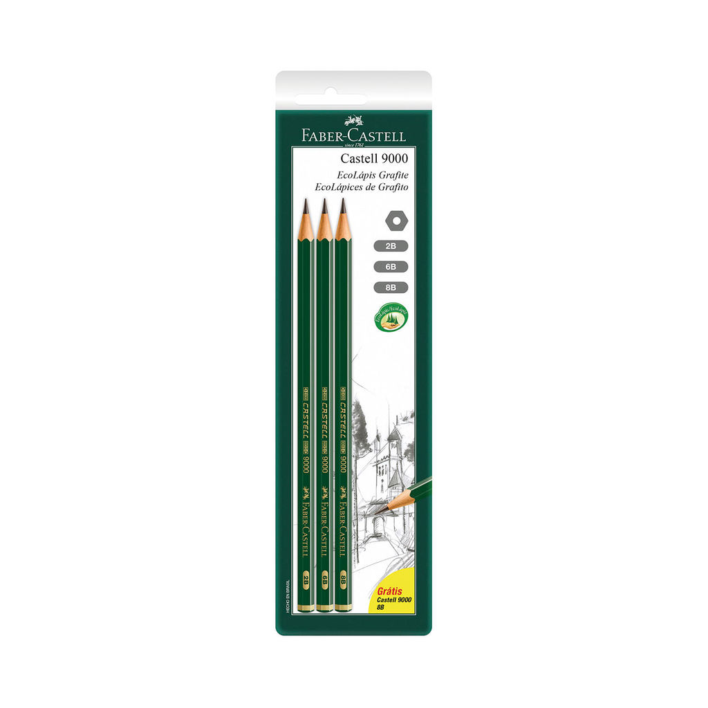 Detalhes do Lápis Grafite Faber-Castell Nº2B/6B/8B com 3 Unidades