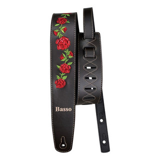 Correia Basso Marrom Bordada Floral Violão Guitarra Baixo - Marrom