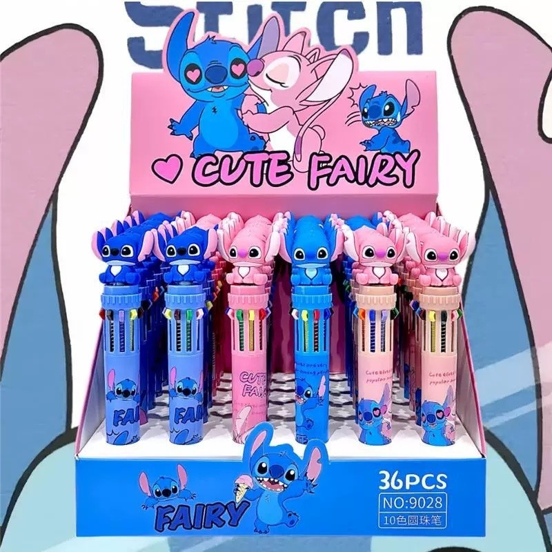 Conjunto de 10 cores multifuncional criativo papelaria caneta colorida prêmio de estudante Caneta Esferografica Stitch em Oferta na Shopee