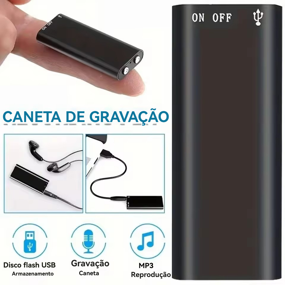 Mini Gravador Voz Som Digital Espião 96h – Micro Escuta Nf