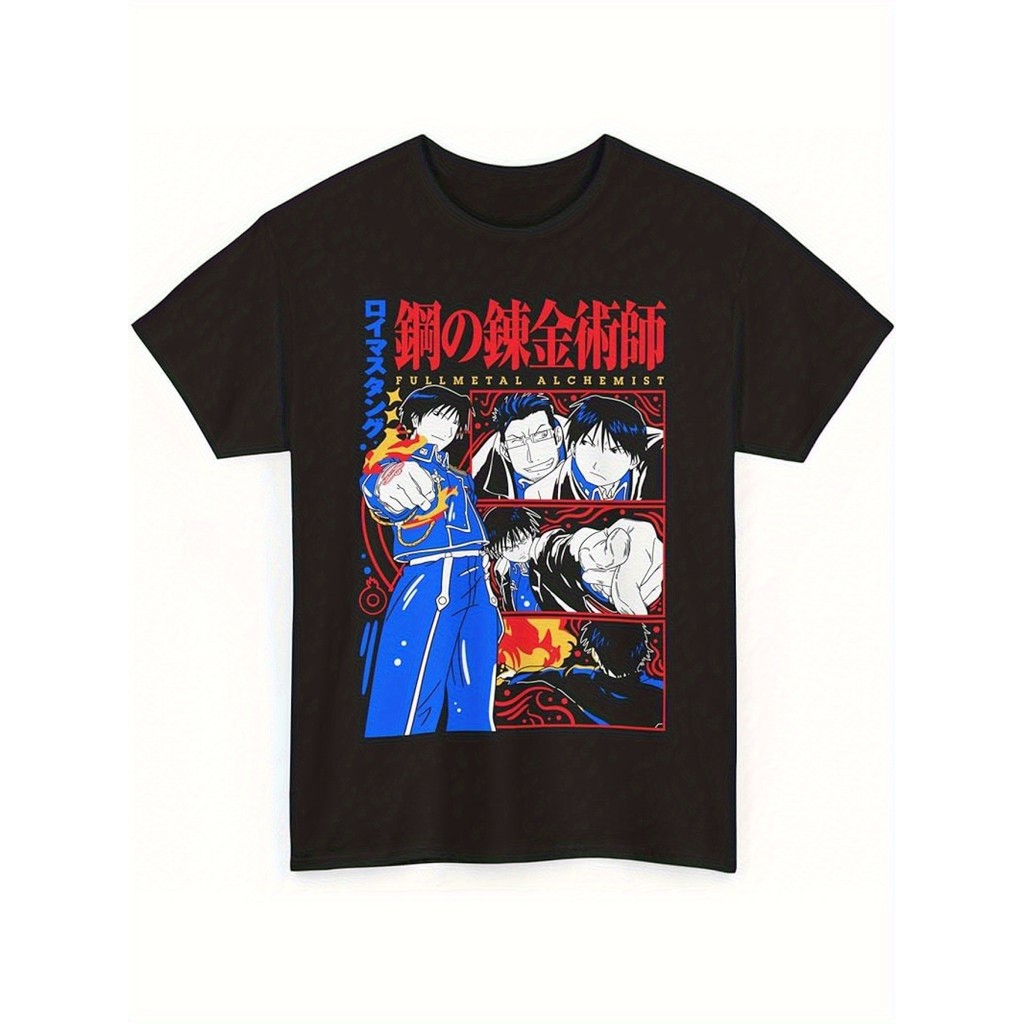 Camiseta Anime Alchemist Japonês Estampa Vibrante Personagens Confortável Atemporal Divertida Casual
