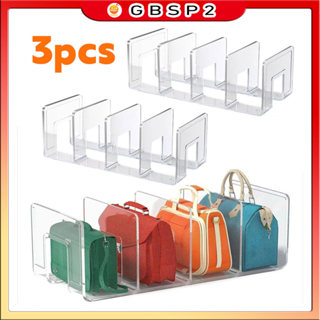 Kit 3 Organizador De Bolsas Em Acrílico C/ Divisor Cristal Guarda Roupa Livros 4 Divisorias em Oferta na Shopee