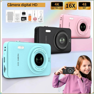 Câmera Digital Compacta 44MP | Zoom 16x Gravação Full HD Tela LCD De 2.4 " Bateria Recarregável