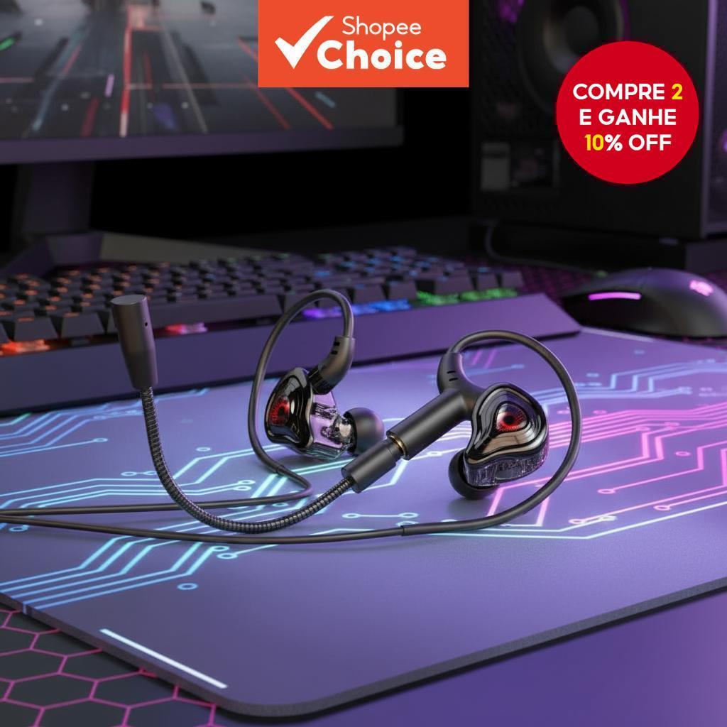 SPRISE G59 Fones de Ouvido Gamer Intra-Auriculares com Fio 3.5mm Tipo-C USB-C Microfone e Cancelamento de Ruído