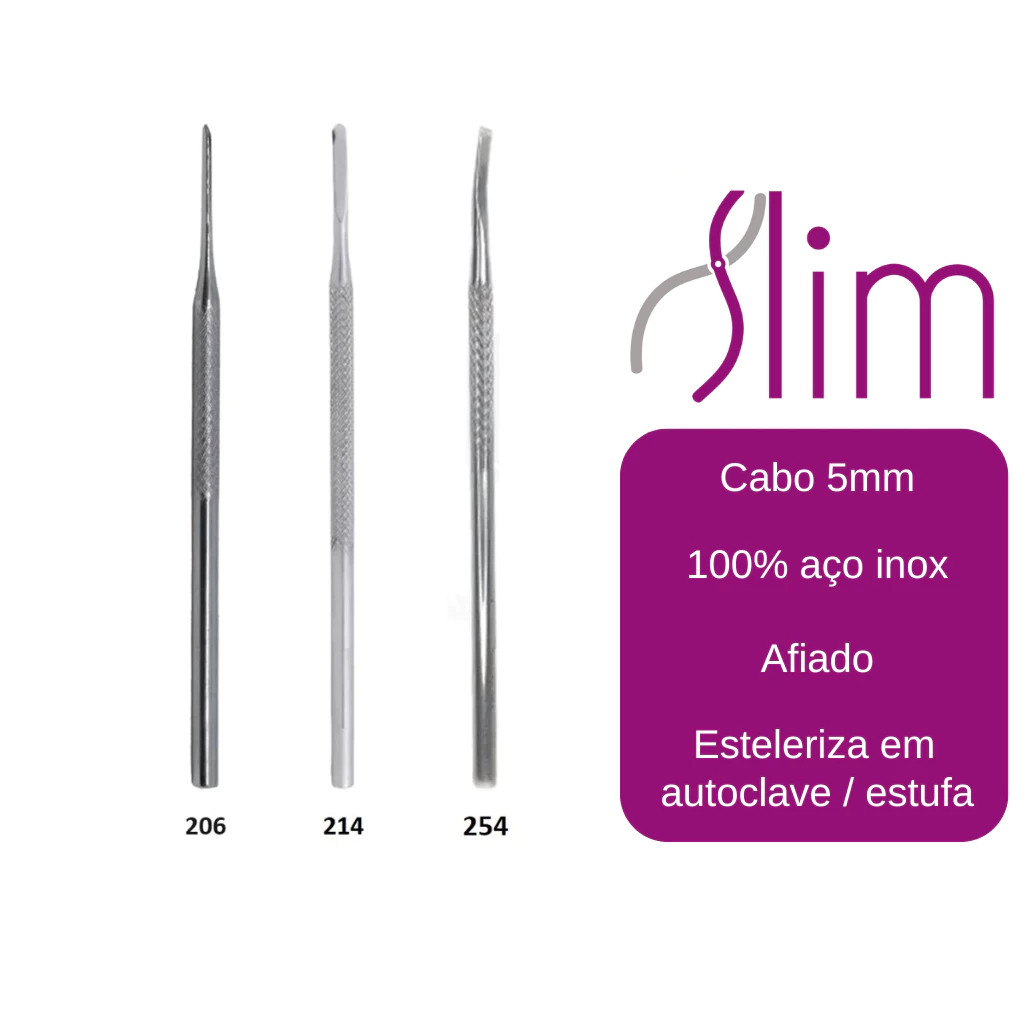 Kit Profissional de Podologia - Instrumentos N206, N214 e Formão N254 - 3 Peças