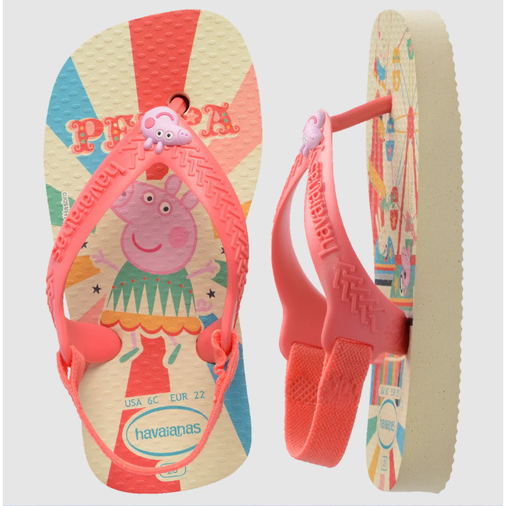 Chinelo Havaianas Bebe com Elástico Peppa Pig Baby Leve Confortável