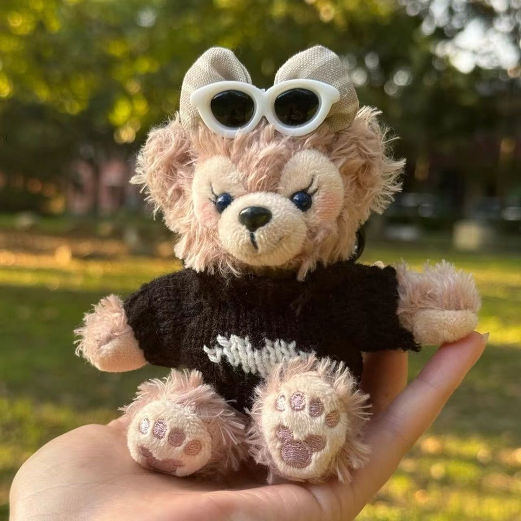 Estoque pronto Bonito Duffy Bear Bag Pingente Feito à Mão Boneca de Pelúcia Chaveiro Criativo Pingente Shirley Rose Aces