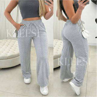 Calça Pantalona Lazinho Feminina Cintura Alta com Bolso, elástico WIDELEG tendencia outono e Inverno em Oferta na Shopee