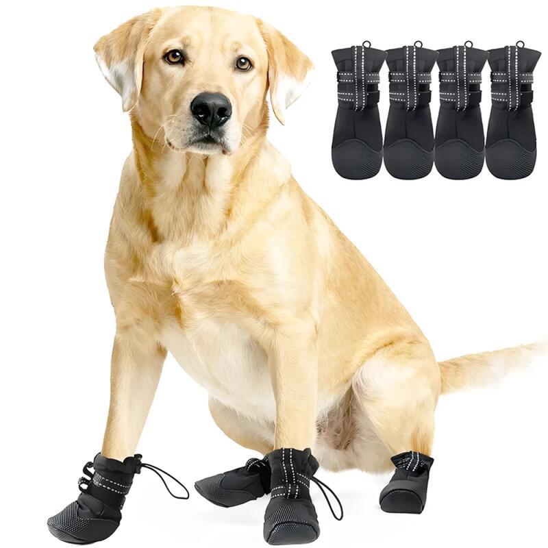 4 Pçs/set Cão De Estimação Anti Deslizamento Sapatos À Prova Dwaterproof Água Reflexivo Botas Para Cães Calçados Respirá