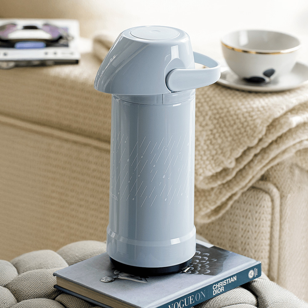 Garrafa Térmica GLT Pressão com Alça 1 Litro Café Chá Água Invicta Chuva Garoa Azul