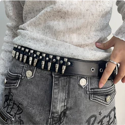 Cinto Resistente Retro Americano Para Mulheres, De Rebite De metal Decoracao De Cintu单排子弹头