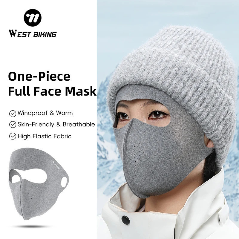 WEST BIKING Bicycle Mask Winter Warmth One-piece Full Face Bike Mask Unisex Windproof Ear Hanging Bicycle Mask Cycling E