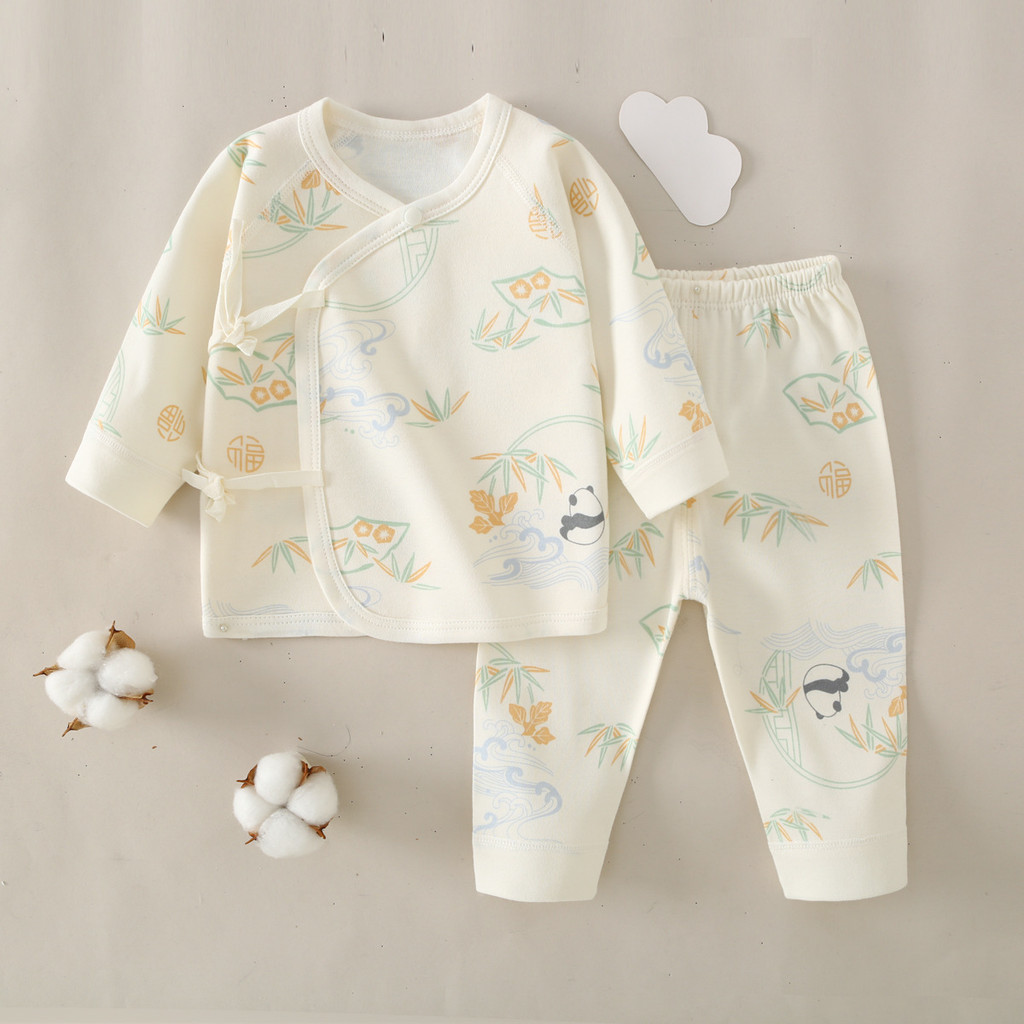 Primavera roupas de bebê recém-nascido classe um desossado conjunto de roupa interior do bebê algodão de manga comprida 