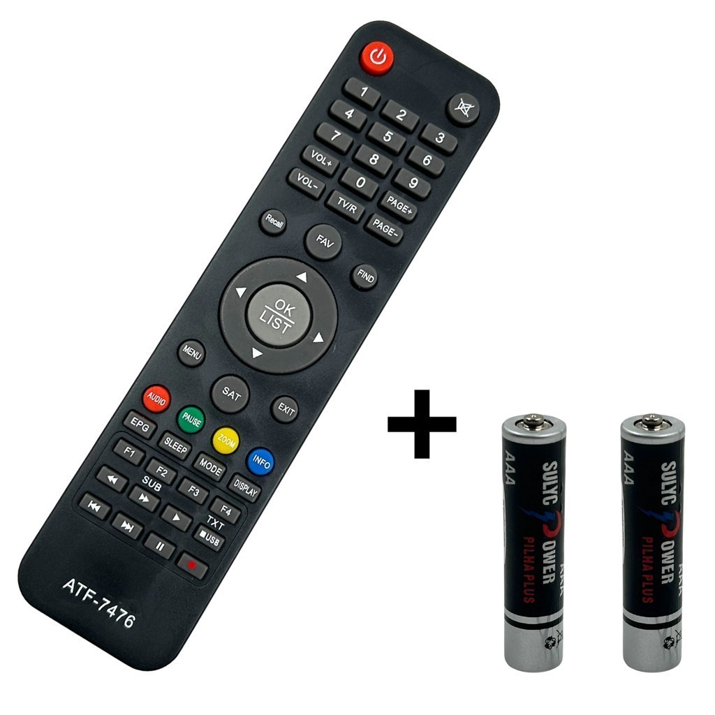 Controle Remoto Compatível com S1001, S1005, S926 Controle Champions Tv - Aza- LE - Novo com NF + Pilhas
