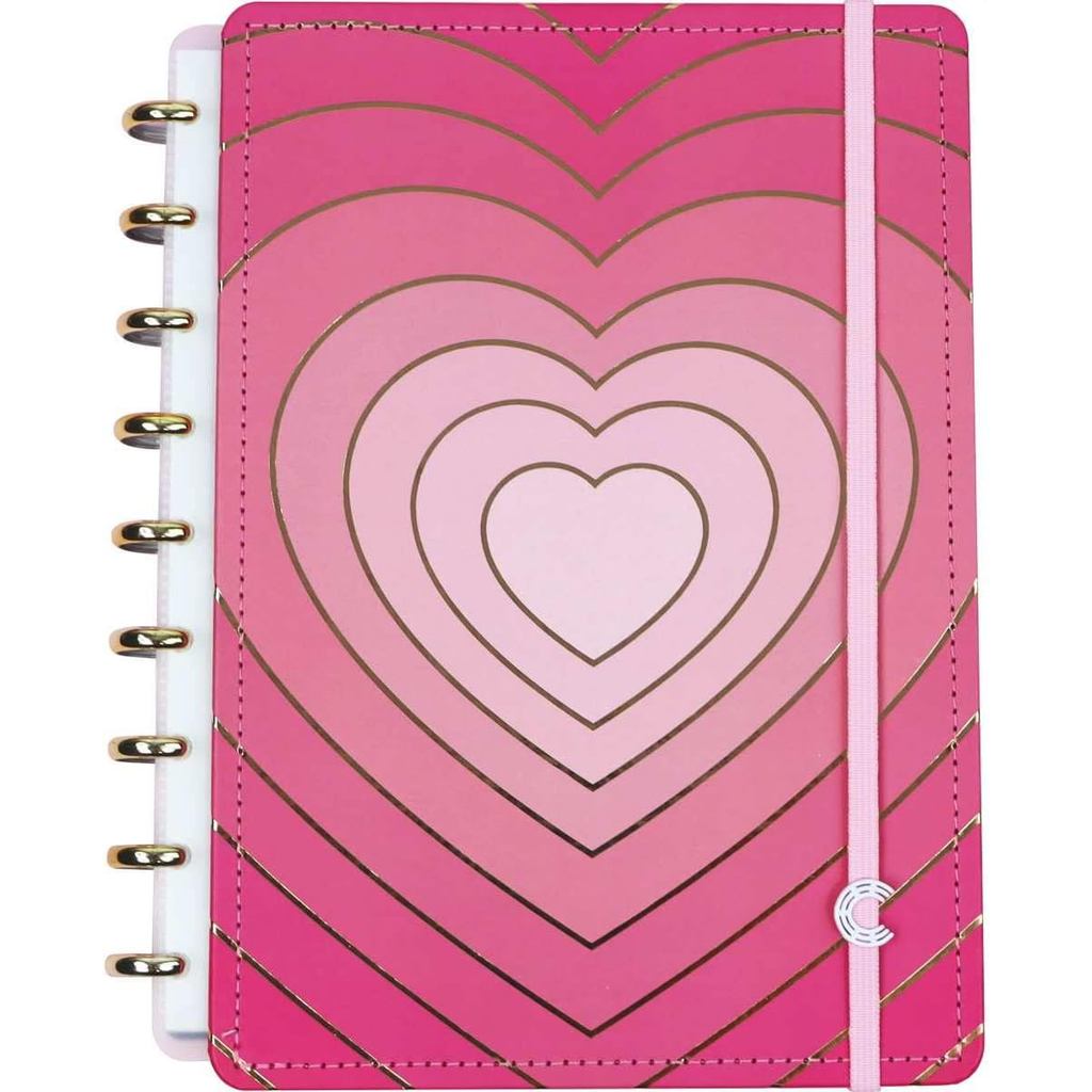 CADERNO INTELIGENTE MEDIO GOLDEN LOVE ROSA COM HOT STAMPING DOURADO PERSONALIZÁVEL