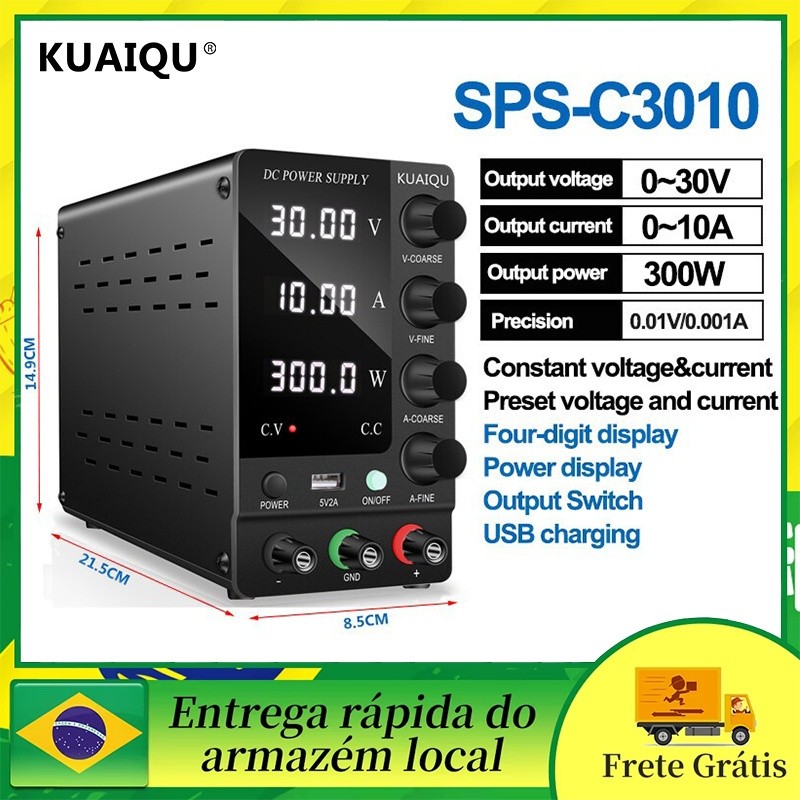 KUAIQU SPS-C3010 Fonte Digital Fonte de Bancada 30V 10A 32V 6A 120V 3A 60V5A chave de saída Para reparação de telemóveis
