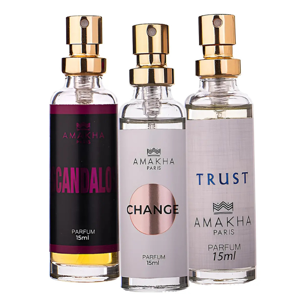 Kit Com 3 Perfumes De Bolso 15ml  Change, Escandalosa E Trust