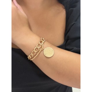 Pulseira bracelete salve rainha oração folheado  ouro  18k  dourada  bracelete de pingente luxo chic