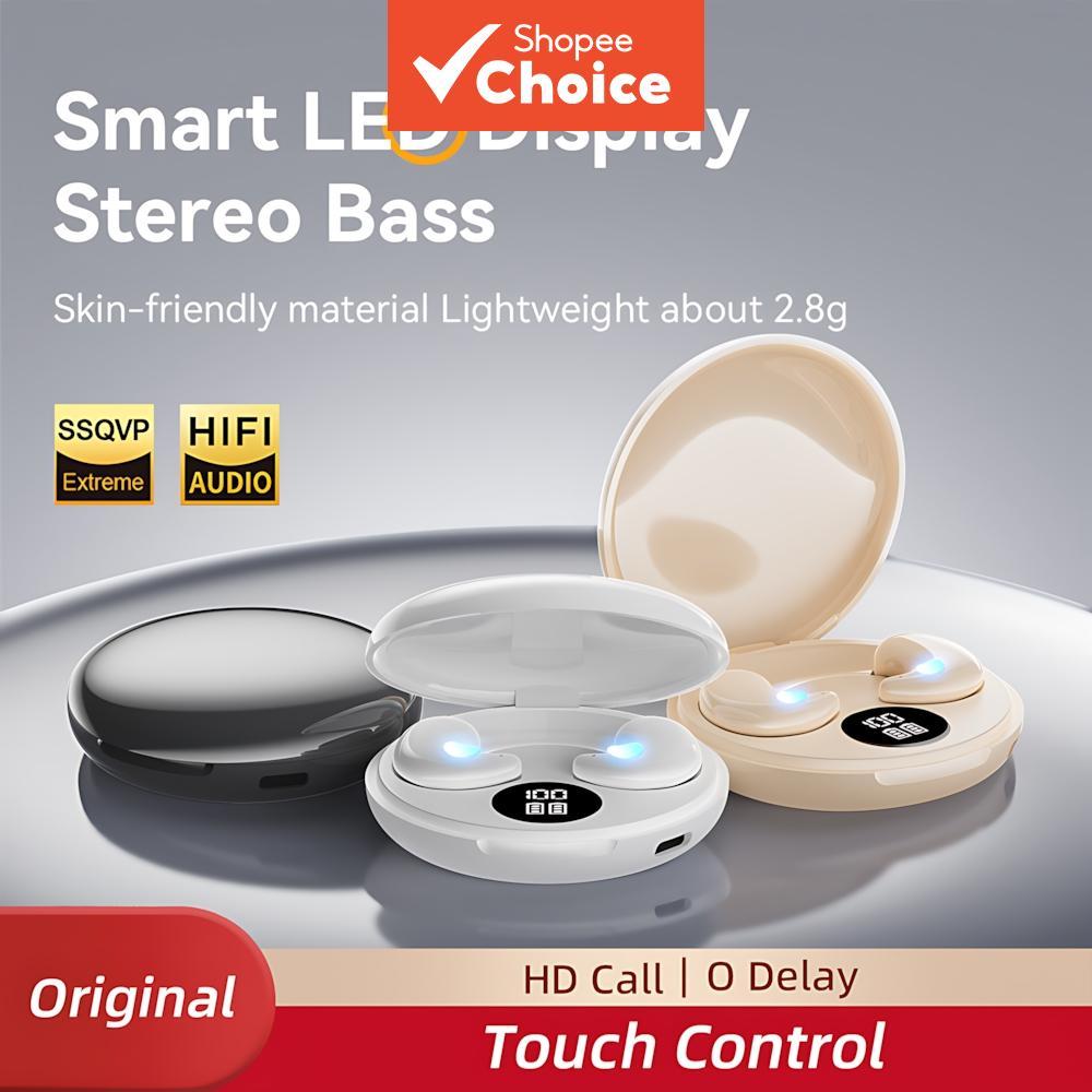  Fones de Ouvido Mini Portáteis para Dormir, Estéreo HiFi, Graves Potentes, TWS Bluetooth 5.4, Fones Bluetooth de Longa