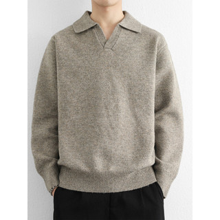 Suéter masculino de meio cardigã com decote em V outono inverno gola polo interior estilo preguiçoso suéter fundo de inv
