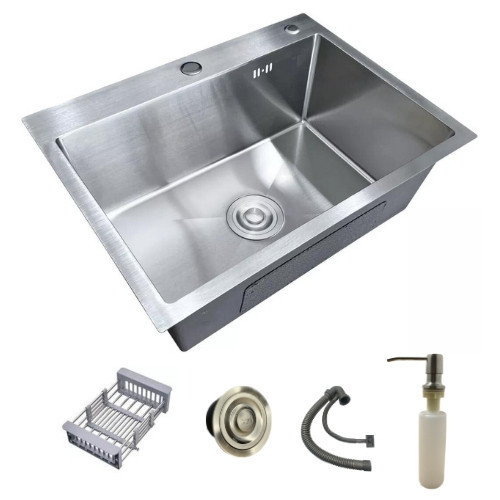 60x45cm Cuba Inox Escovado Quadrada Gourmet Com Acessórios
