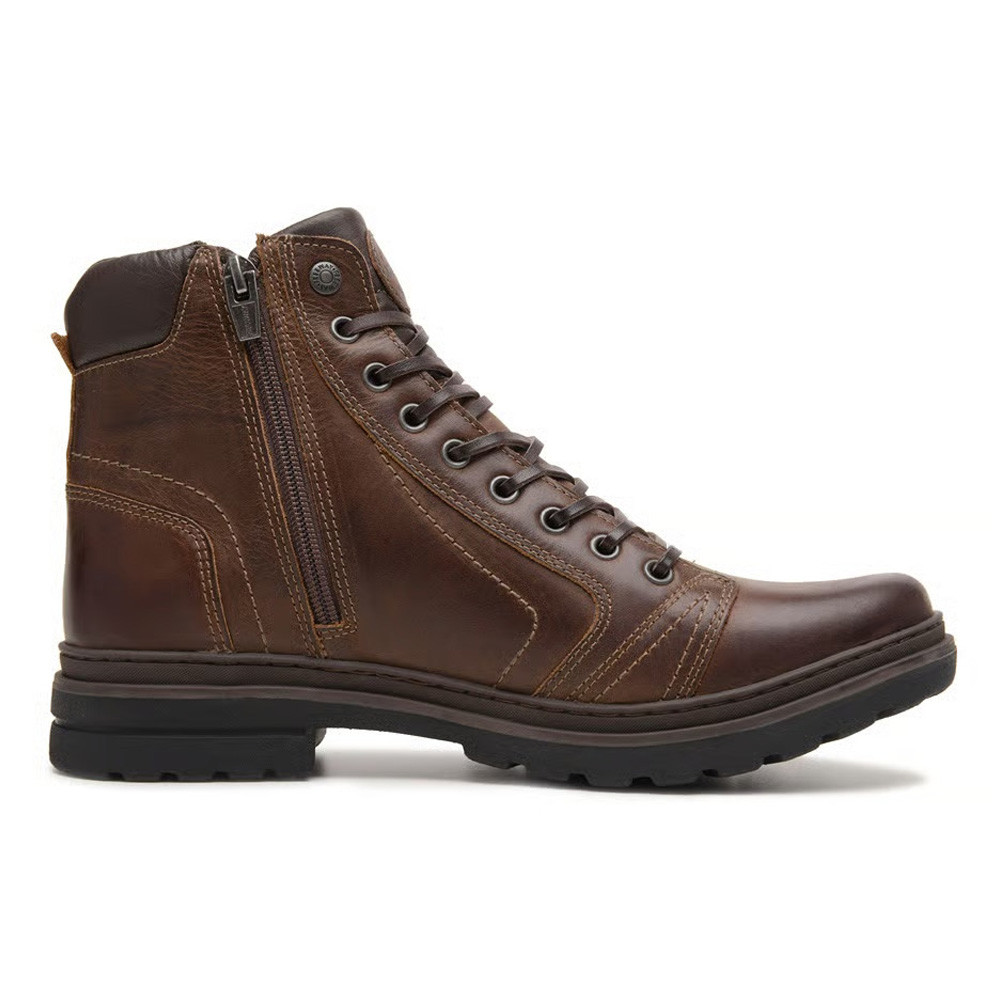 Bota Freeway Masculina Couro Zíper Lateral Absolut Marrom