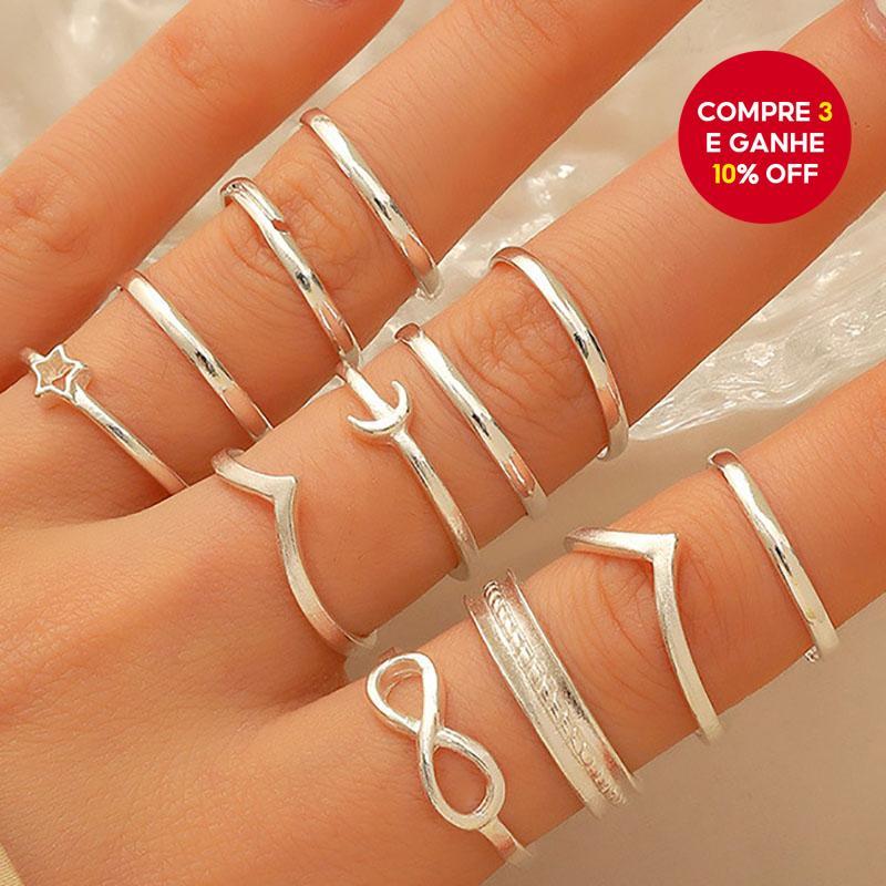 Minimalista Lua Estrela Empilhável Anéis De Aço Inoxidável Para Mulheres Simples Delicado Conjunto De Jóias Presente