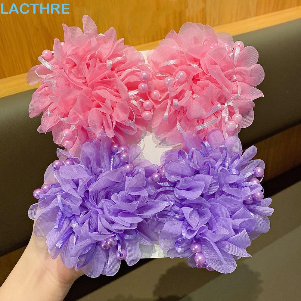 LACTHRE 4 Pçs/set Corda De Cabelo Floral , Não Machucar Colorido Crianças Cabeça , Acessórios Suporte De Rabo De Cavalo