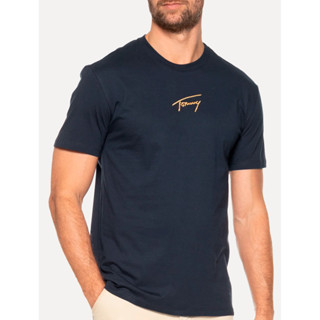 Camiseta Tommy Jeans Signature Center Azul Marinho em Oferta na Shopee