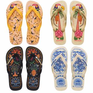 Kit 2 Sandália Floral Feminina Leve Macia Antiderrapante Super Oferta