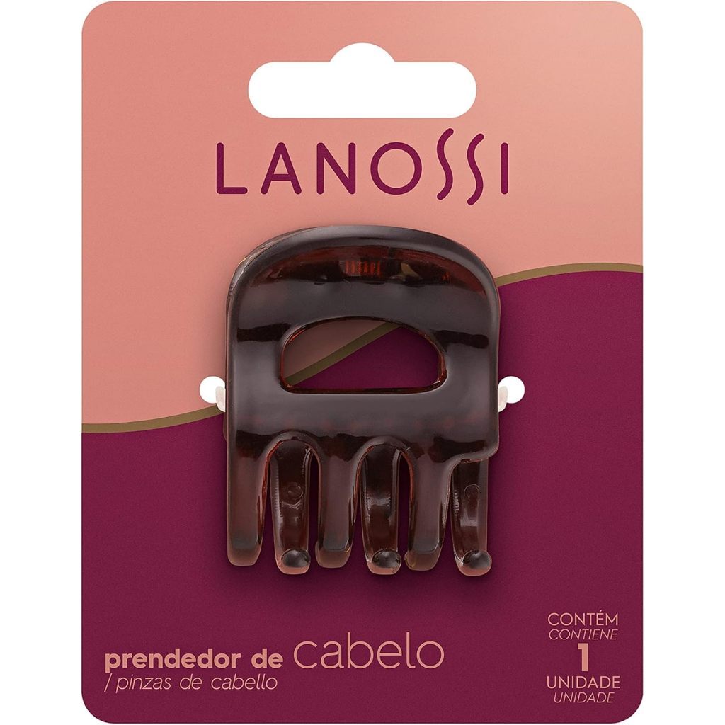 Prendedor de Cabelo Lanossi Cappuccino Médio - Piranha Marrom com Mola Forte e Firmeza nos Fios
