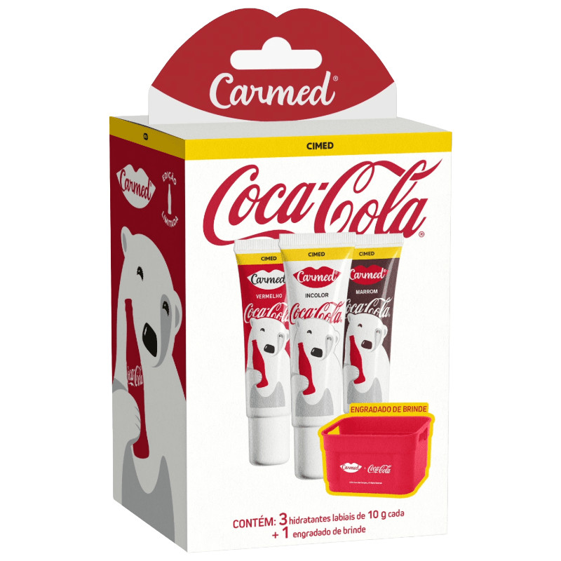 Kit Hidratante Labial Carmed Coca-Cola 3 Unidades 10g Cada