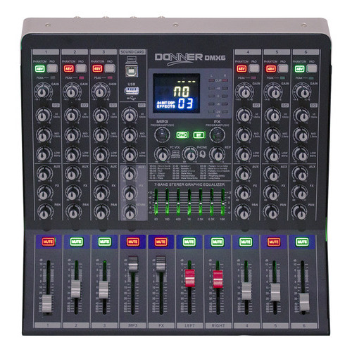 Mesa De Som Donner Dmx 6 Combo Dsp Interface Otg 99 Ef Bt 127/220v
