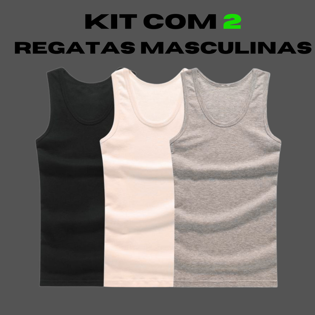 Kit 2 Regatas Canelada Masculina Americana Camiseta Básica Modelo Americano Camisa Academia em Oferta na Shopee
